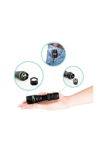 Valkyrie Cree Q5 Uzun Menzil El Feneri - Zoom - Aaa Destekli Siyah