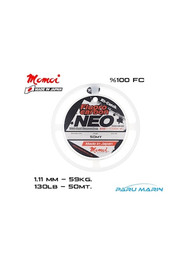 Momoi Hi-catch Neo %100 Fc Shock Leader 1.11mm-49kg. 50mt.