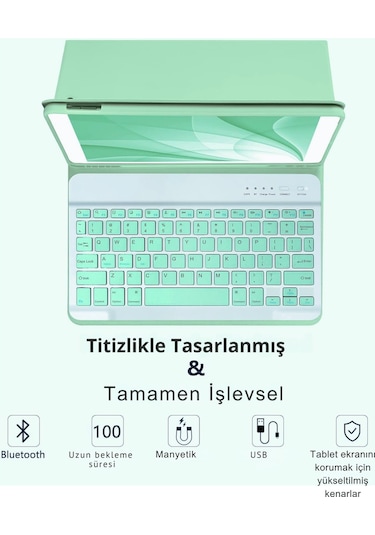Apple Uyumlu iPad 11. Nesil A16 Çipli 2024 2025 Klavyeli Tablet Kılıfı Klavye + Stand