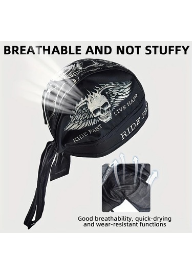 Turcoshop11 H03 Retro Motorsiklet Kask Balaklavası Erkek Yaz Spor Bandana Pirat Şapka