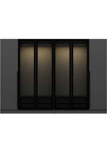 Kale Plus 6 Mebran Kapaklı 4ç Dolap Antrasit Mebran Füme Cam 190cm Antrasit