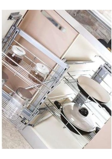 Çağdaş Tezgah Altı Kör Köşe Sepeti Kapak Bağlantılı