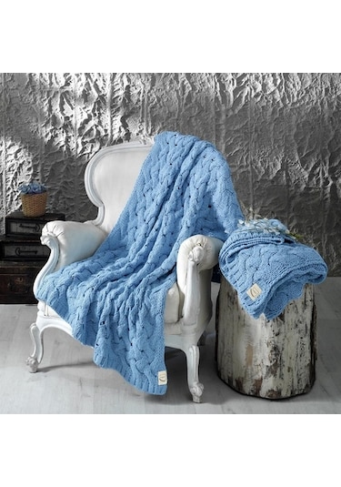 Serenita Saç Örgü Triko Tv Battaniyesi Throw Koltuk Şalı (538861611)-110X160
