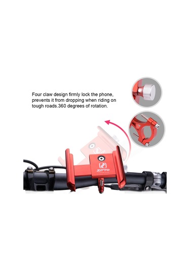 Shineyee Motosiklet Bisiklet Telefon Tutucu Cnc Alyuminyum 360 Döner 4 Tırnaklı Kaymazsız 3.5-7 İnç Telefonlar İçin Kırmızı Kırmızı