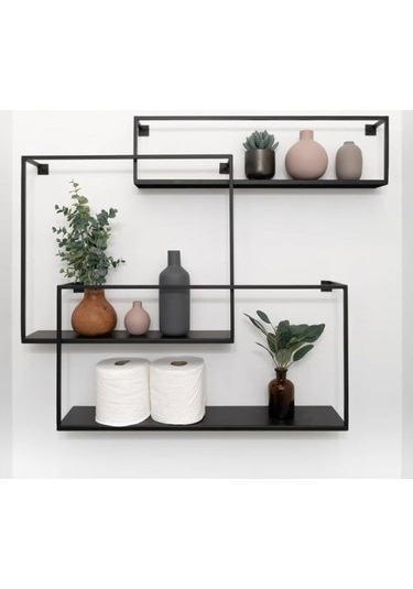 Raf Banyo Raf Modelleri Metal 3'Lü Banyo Rafı Siyah