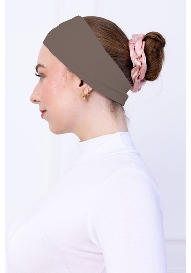 Kaymayan Silikonlu Bandana Bone - Sportif Saç Bandı-kahverengi Kahverengi