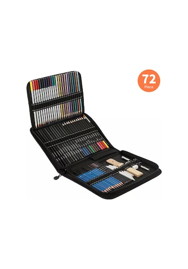 72 Parça Profesyonel Çizim Kalemleri Ve Eskiz Seti, Renkli Kalem, Eskiz Kömür Kalemi, Pastel Kalem, Kalemtraş, Silgi, Depolama Çantası, Sanat Malzemeleri, Çocuklar, Yetişkinler, Sanatçılar İçin Diğer