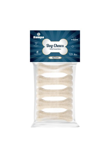 Zampa Beyaz Press Kemik Köpek Ödülü 5 Adet 25 G