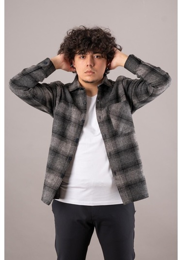 Bican Cepli Oversize Erkek Oduncu Gömlek