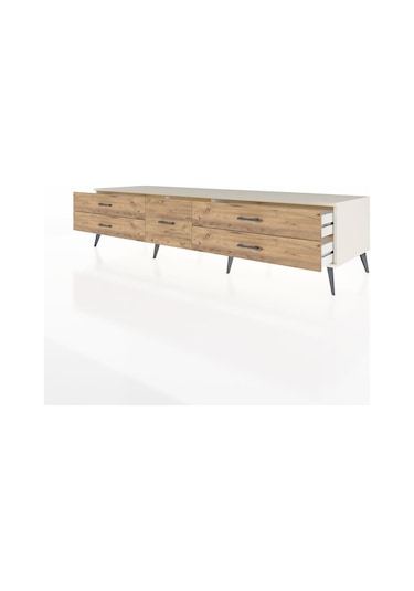 Kronos Tv Ünitesi 5 Çekmeceli 220x59x51 Aytaşı-çam Atlas Çam/atlas Çam - Aytası