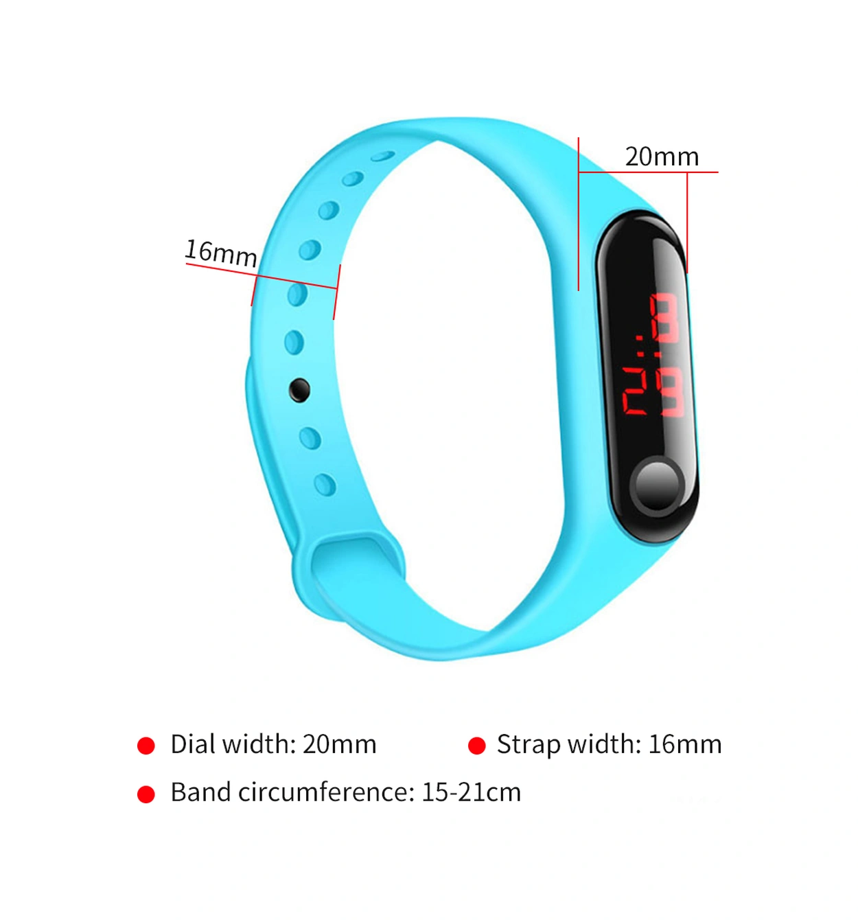 Padalink Led Çocuk Spor Akıllı Bileklik - Hafif Mavi Silikon Kordon, Kol Saati, Hediye Tercihi, Dayanıklı Tasarım Diğer