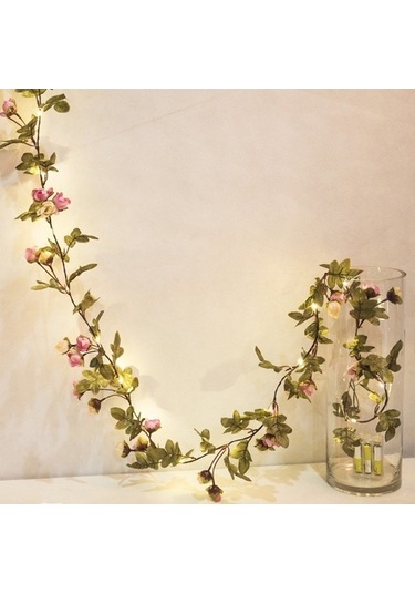 Dancemonkey Dekoratif Yapay Çiçekli Asma Led Dize Peri Işıkları 545872499 , Gölgeli Peri Işıkları 1 Adet Polisilikon 2v