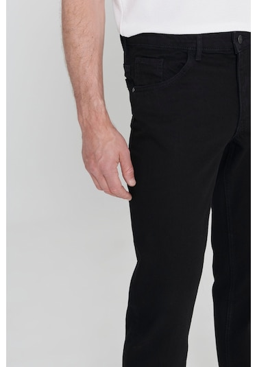 AC&Co / Altınyıldız Classics Erkek Siyah Comfort Fit Geniş Kesim Pamuk Denim Jean Kot Pantolon 4A0123200011SYH36