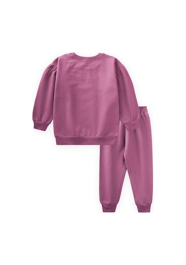 Cigit Etiket Detaylı Sweatshirt Takım 1-7 Yaş Fuşya Fuşya
