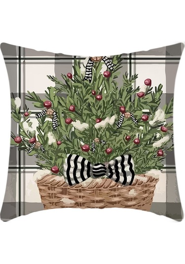 Cartoon Hand-painted Style Christmas Decorative Pillow No.68 Ekru