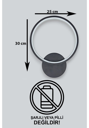 Aura Siyah Renk Gün Işığı Ledli Hol Banyo Mutfak Duvar Aplik Siyah