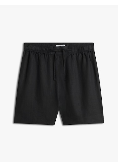 Tommy Hilfiger Ess Lınen Pull On Short Kadın Siyah Şort - Ww0ww49637
