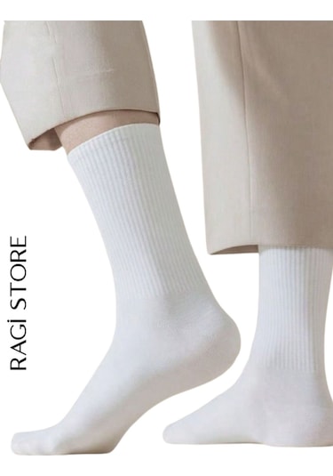 6'lı Beyaz Tenis Düz Çorap Beyaz
