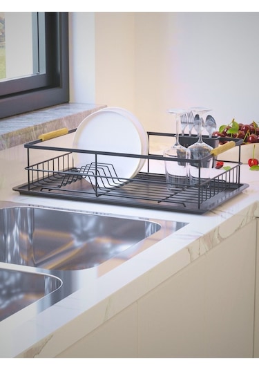 Suntel Bulaşıklık Tabaklık Tezgah Üstü Bulaşıklık Bulaşıklık Sepeti Bulaşık Kurutmalık Paslanmaz Siyah