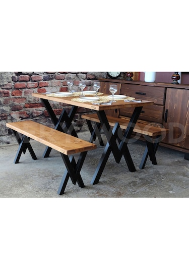 Doğal Ahşap Mutfak Masası-8 Kişilik Masa-80-180