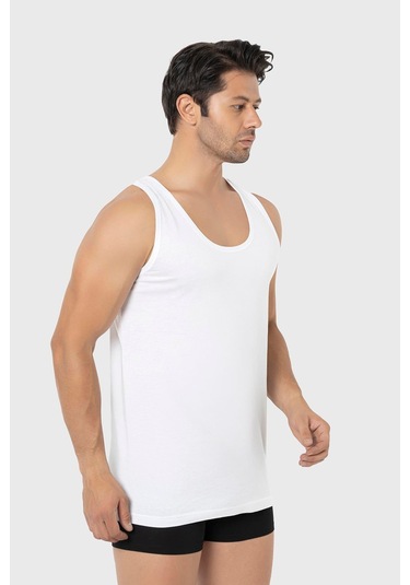 Erkek Beyaz Penye Atlet %100 Pamuk 3'lü Paket Beyaz