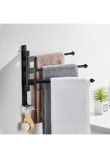 Geeksen Kancalı Döndürülebilir Havlu Askıları 3 Çubuklu Katlanabilir Kollar Banyo Havlu Askısı Duvara Monte Havlu Askısı Alüminyum Havlu Tutucu Düzenleyici Banyo Mutfak İçin Diğer