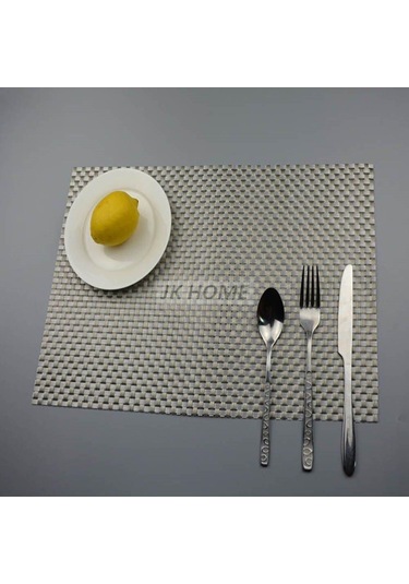 Beyaz 4 Adet/grup Lüks Örgü Akşam Yemeği Placemats Pvc Yer Masa Paspasları En Iyi Altın Gümüş Sofra Yemek Takımı Mutfak Masa Pedleri Araçları Beyaz