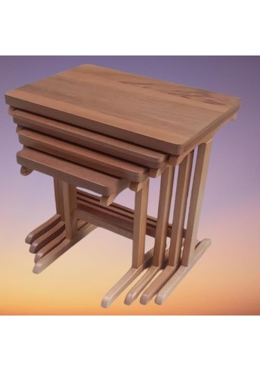 Zigon Ilgaz T Sehpa Model Kayın Gövde Parlak Ceviz Renk Kutuda Sevk El Yapım