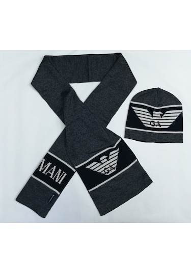 Erkek Çocuk Atkı Bere Armani Junıor Antrasit