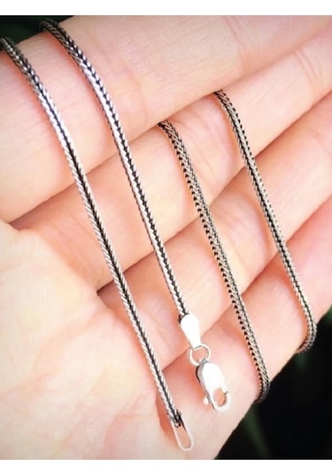 925 Ayar Gümüş Tilki Kuyruğu Zincir Kolye 1,7 Mm