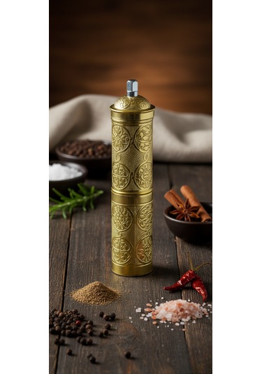 Ludıa Zamak Metal Altın Renk 3 Lü Set Karabiber,kahve,çörek Otu El Değirmeni Öğütücü Grinder S2 Altın