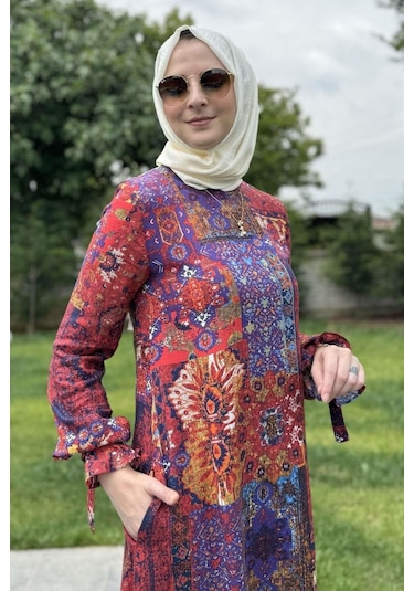 Rabia Şamlı Nehir Elbise Kırmızı Normal