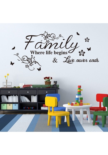 Hombey Siyah Pvc Çiçekli Sarma Duvar Sticker, Su Geçirmez, Kolay Uygulama, 57x28cm, Odalar İçin Dıy Dekorasyon