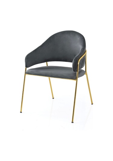 Kumaş Salon Ve Mutfak Sandalyesi Metal Ayaklı Gri 6 Adet Evrim