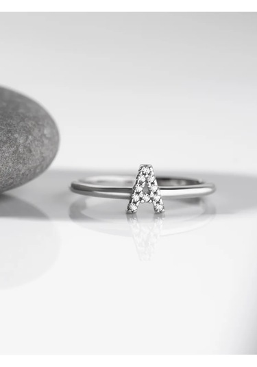 Sılverme A Harfli Gümüş Yüzük, 925 Ayar Gümüş 183611685 Gümüş