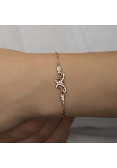 Blackcraft 925 Ayar Gümüş Rose Kelebek Kadın Bileklik Bc-801beb