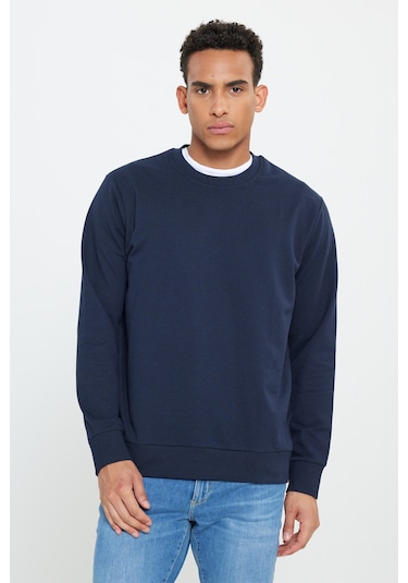 AC&Co / Altınyıldız Classics Erkek Lacivert-g.melanj 2'li Paket Pamuklu Standart Fit Normal Kesim Bisiklet Yaka Sweatshirt Lacivert-g.melanj Lacivert - Gri Melanj