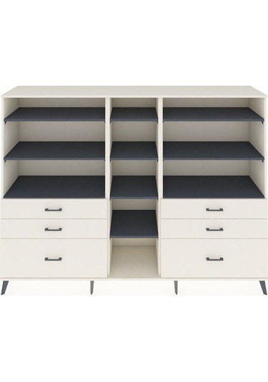 Hyperion Dolap 10 Raflı 6 Çekmeceli 220x44x163 Aytaşı-antrasit/a Aytaşı-antrasit/aytaşı