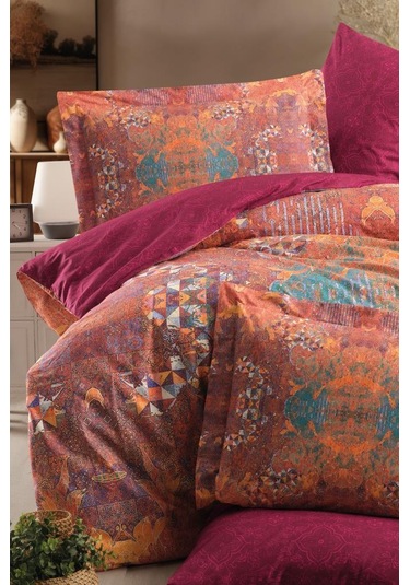 Heritage Dijital Ranforce Çift Kişilik Nevresim Takımı Opulent Bordo