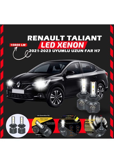 Renault Taliant 2021-2023 Uzun Far Uyumlu Şimşek Etkili Led Xenon Premium Series H7