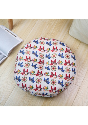 Zemin Koltuk Yastık Düz Renk Meditasyon Yoga İçin Uygun Yuvarlak 40cm-17 Ekru