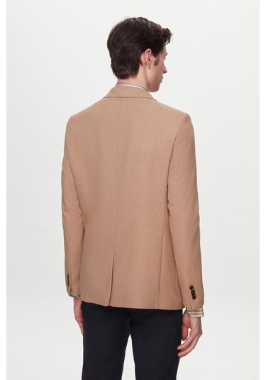 Twn Slim Fit Kahverengi Armürlü Uçan Blazer Kumaş Ceket 4ef04zb024092 Kahve