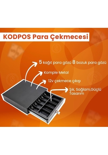 Kodpos 5 Bölme Metal Para Çekmecesi