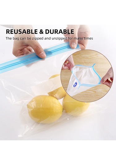 Hangfox Yemek Saklama Vakum Poşet Seti 30 Adet - 3 Boyut, Elden Pompa, Çift Rıhtım, Leakproof - Taze Tutma, Et-meyve Sebze Depolama