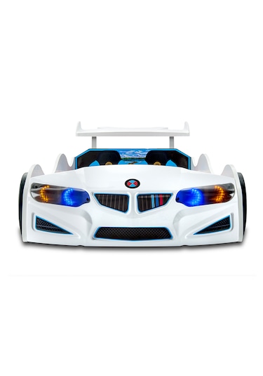 Gt1 - Bazalı Arabalı Yatak - Kumandalı, Sesli, Beyaz Tek Kişilik