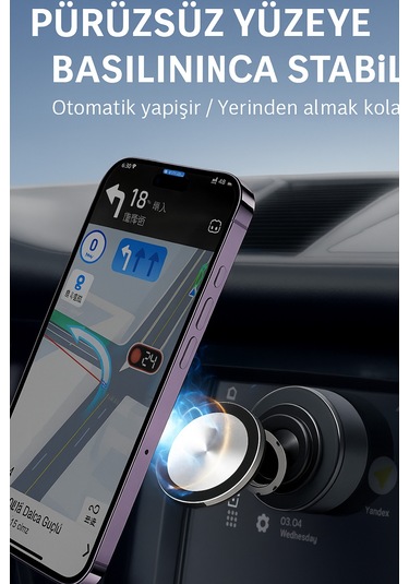 Vakumlu Elektrikli 3 Hareketli Araç Tutacağı 360 Derece Siyah