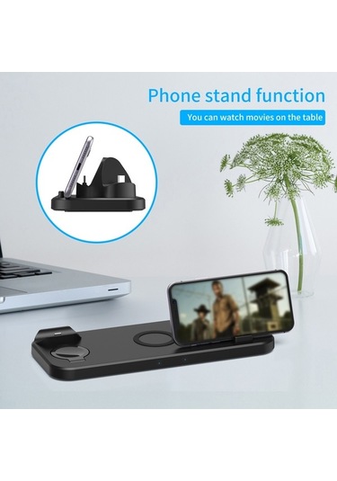 Pazly D6 Type-c Micro Usb 6 Adet Kablosuz Şarj İstasyonu, İphone, Samsung Uyumlu
