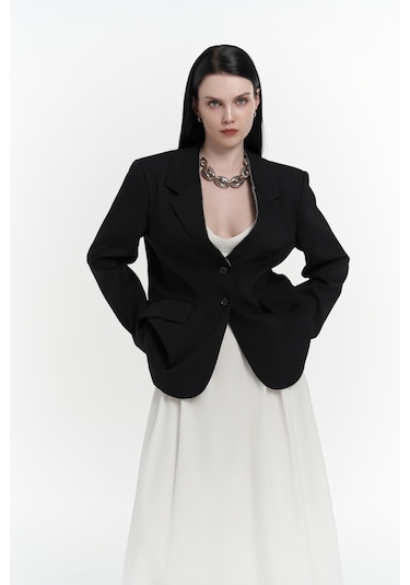Mai Studios Co. Volda Yaka Detay Siyah Blazer Siyah