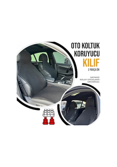 Oto Koltuk Koruyucu Kılıf Siyah Universal 2 Parça Ön A+ Kalite