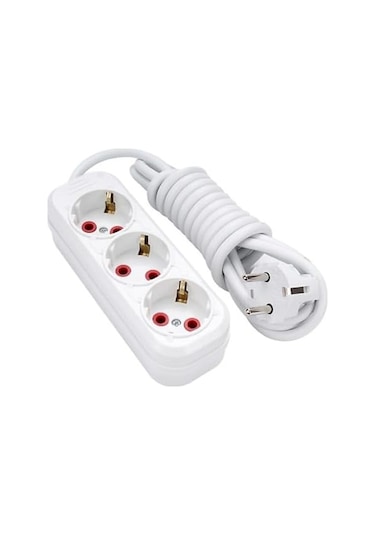 Metre 3'lü Priz - Uzun Esnek Kablolu, Güvenli Ve Dayanıklı Uzatma Kablosu Çoğaltıcı Priz 12